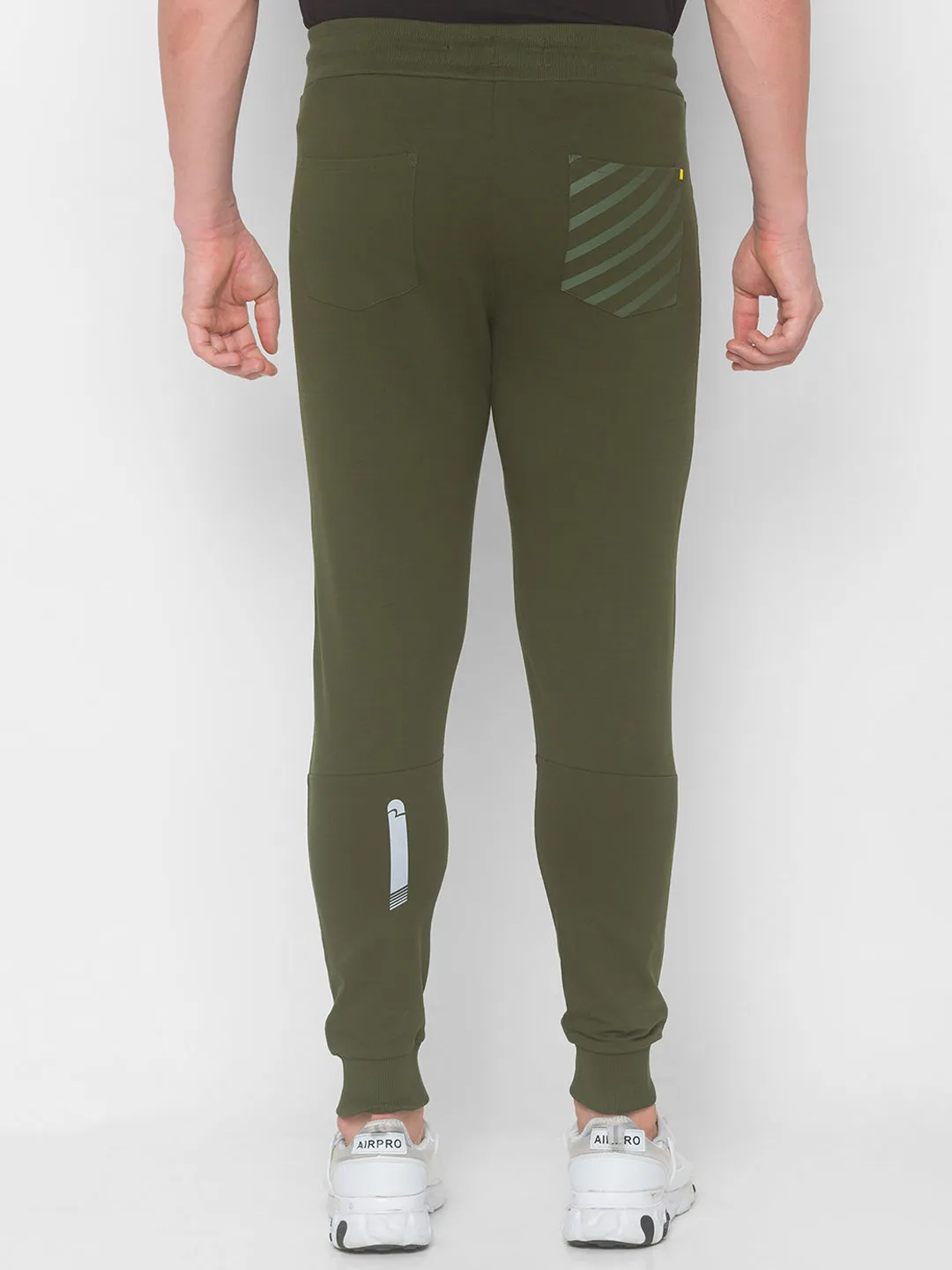 Spykar Men Green Cotton Slim Fit Low Rise Trackpant