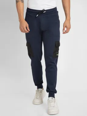 Spykar Men Navy Blue Melange Slim Fit Ankle Length Blended Jogger Trackpant