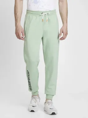 Spykar Men Pista Green Blended Regular Fit Plain Joggers Trackpant