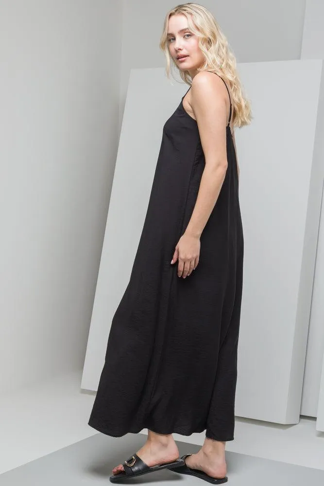 Strappy A-Line Maxi Dress Black