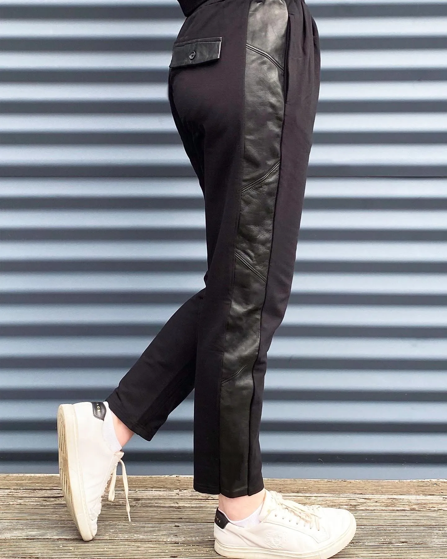 Trackpants with Leather Panelling