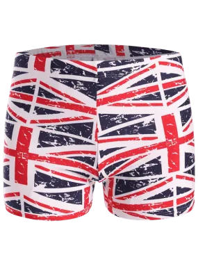 Trendy Distressed Flag Swim Trunks