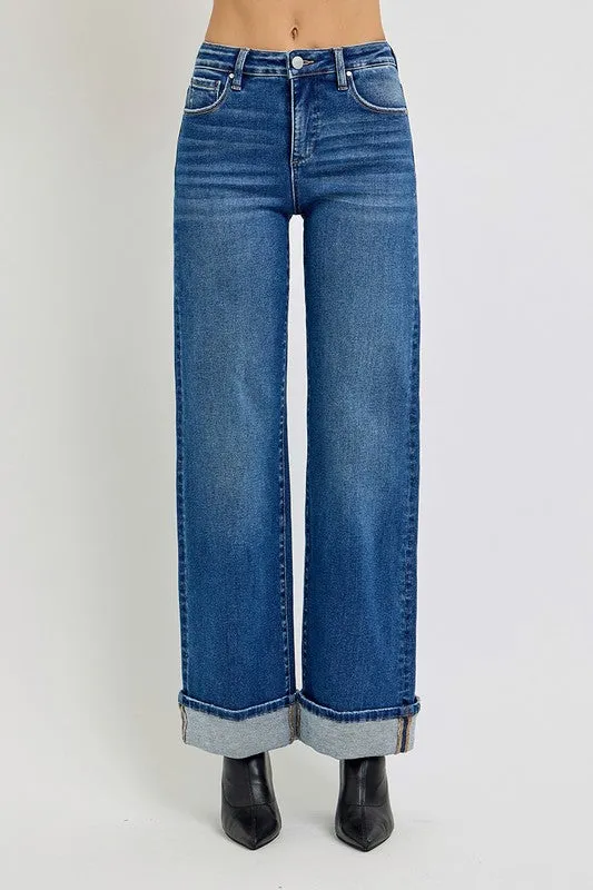 Tummy Control High Rise Cuffed Jeans