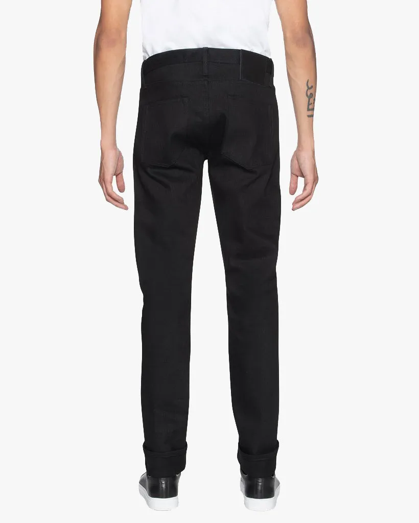 Unbranded UB144 Skinny Fit Mens Jeans - 11oz Solid Black Stretch Selvedge